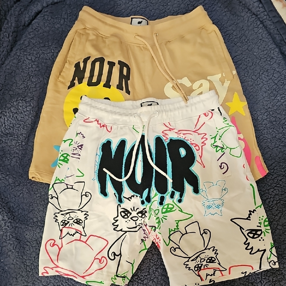 Men's Noir Graphic Shorts Set. 2 Pair. Both Size S. White Pair NWT